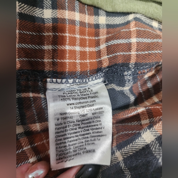 [ COTTON ON] boys size 9-10 plaid coral,gray  long sleeve button up  shirt - Picture 16 of 16